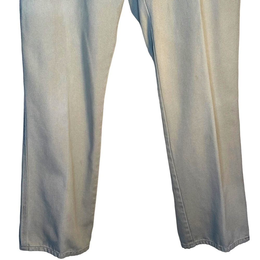 Orvis Men’s Heavyweight Cotton Textured Rugged Tan Pants With Leather Trim W36 … - Picture 3 of 10
